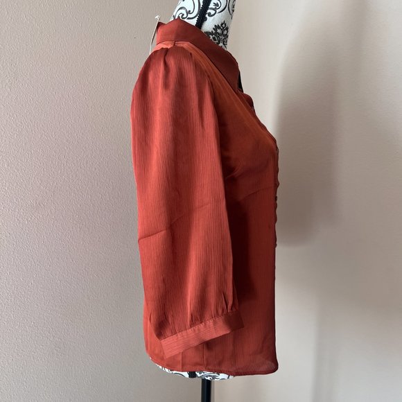 NEW Monteau Button Down Collared Blouse - Copper - Size Large - Picture 3 of 6